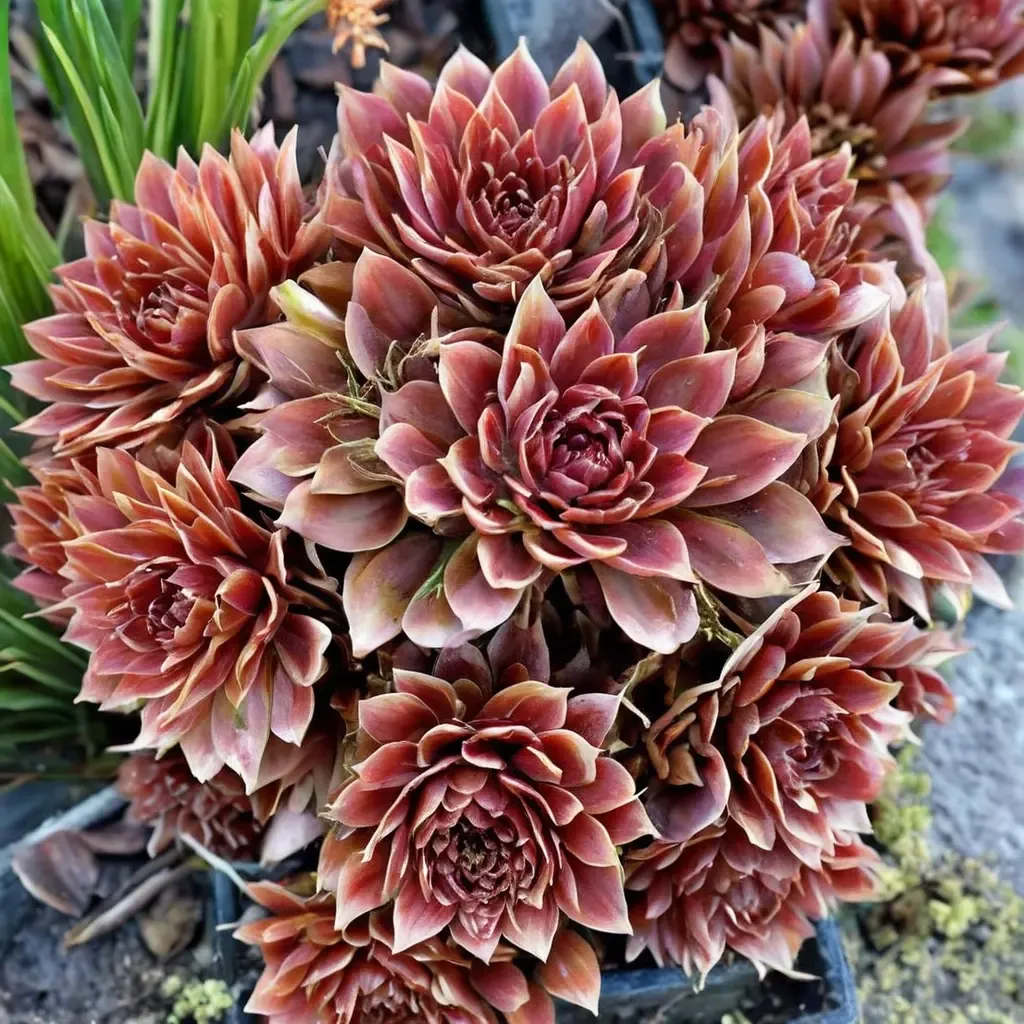 Coral Red Hens and Chicks