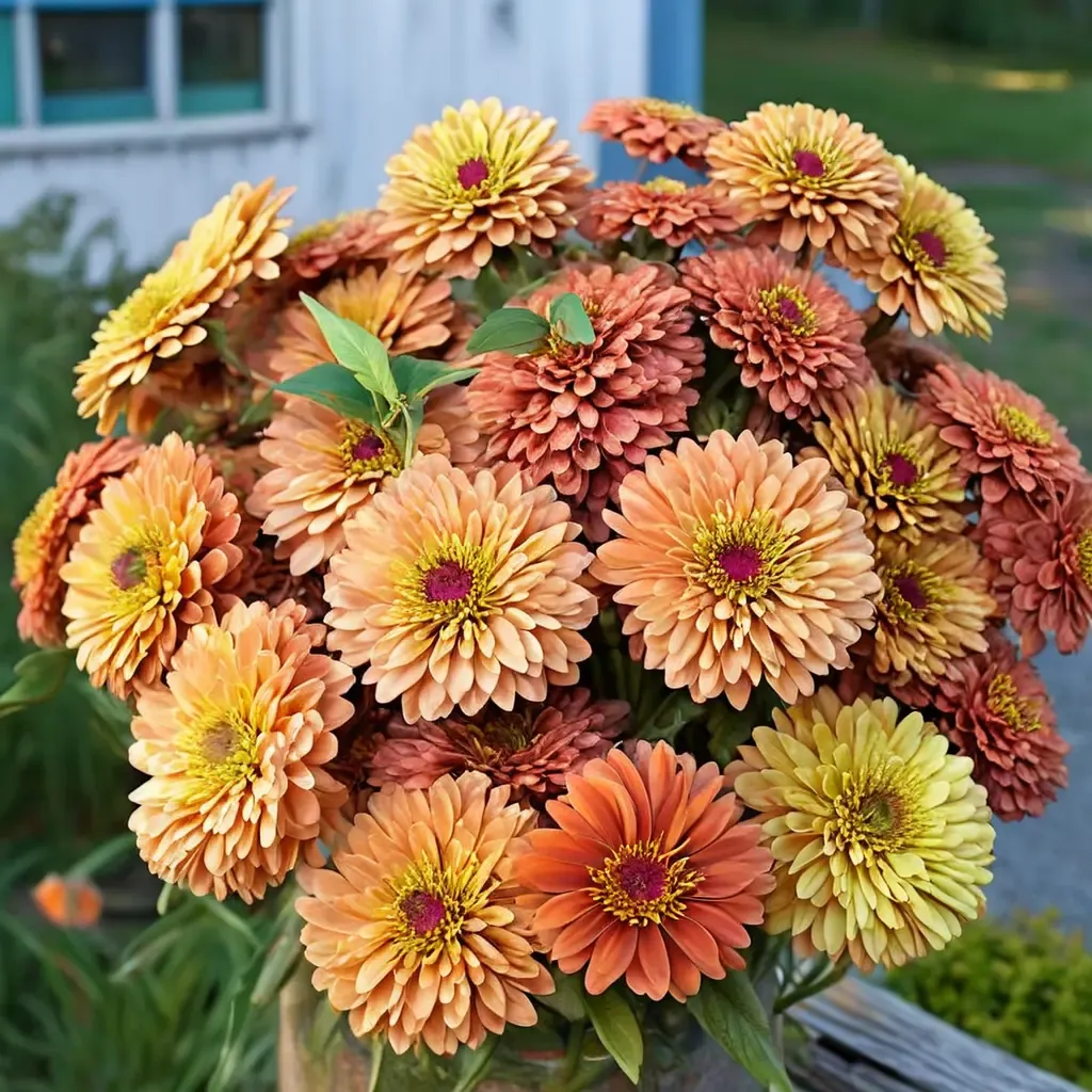Queen Lime Orange Zinnia