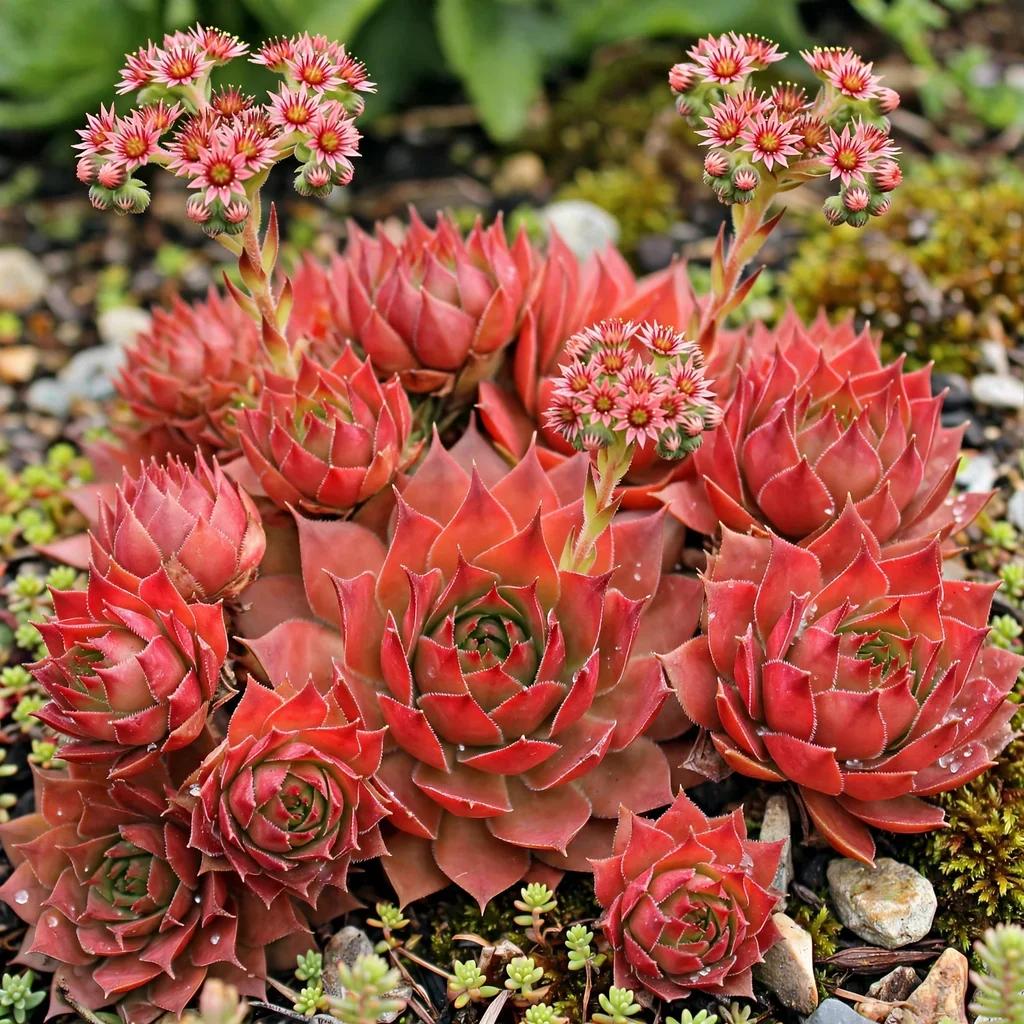 Coral Red Hens and Chicks